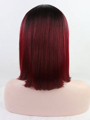 Ombre Red Short Synthetic Lace Front Wig-Everyday Wigs