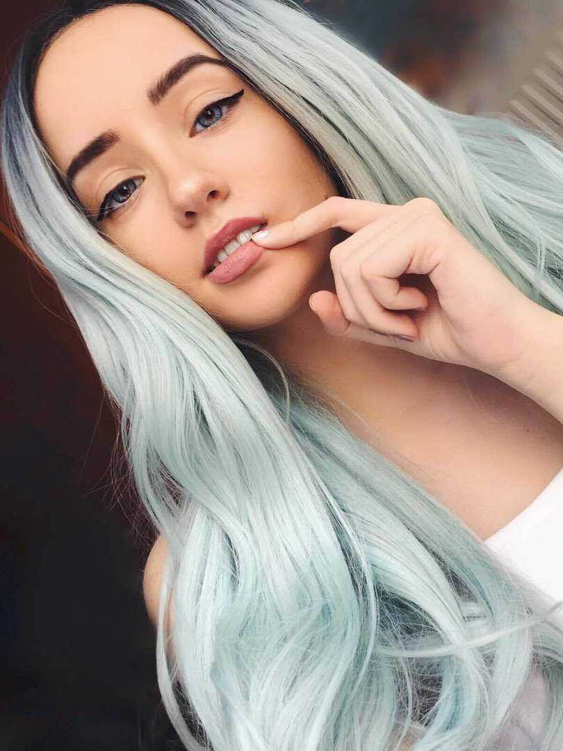 Pastel Green Ombre Wavy Synthetic Wigs-Everyday Wigs