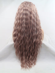 Pink Slight Wavy Synthetic Lace Front Wig-Everyday Wigs