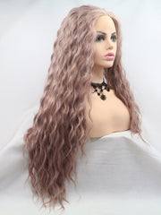 Pink Slight Wavy Synthetic Lace Front Wig-Everyday Wigs