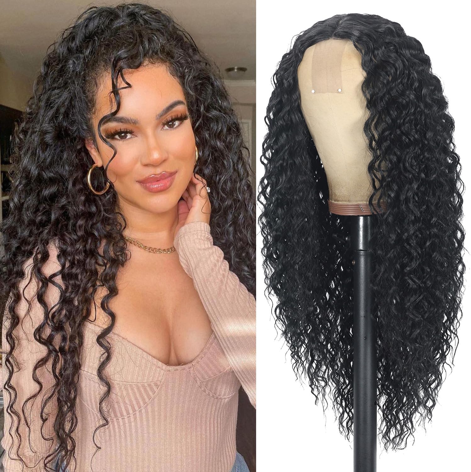 Sexy Deep Curly Natural Human Hair Wig Lace Front Hair – Everyday Wigs