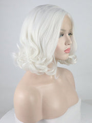 Short White Wavy Synthetic Lace Front Wig-Everyday Wigs