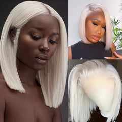 White Bob Short Human Hair Lace Front Wigs - Everyday Wigs